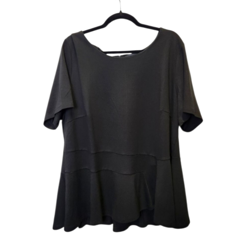 Eloquii Black‎ Ruffle Hem Black Top Size 24